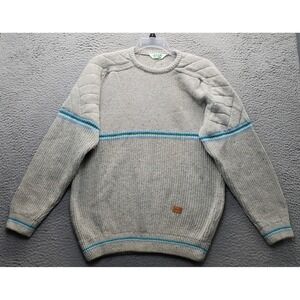 Vtg 80's Snob Sweater Mens L Multi Wool Knit Long Sleeve Elbow Patch Crew Neck